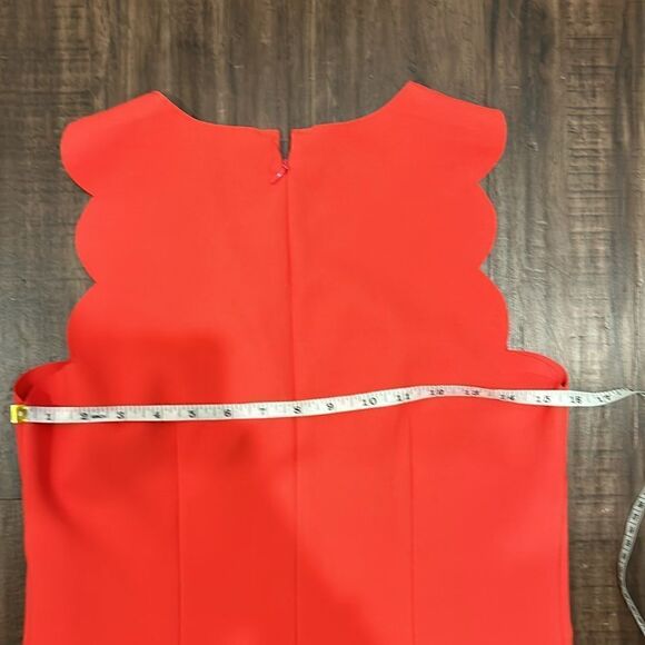 J. Crew Coral Red Dress with scallop edges, Size 2 - Picture 5 of 7
